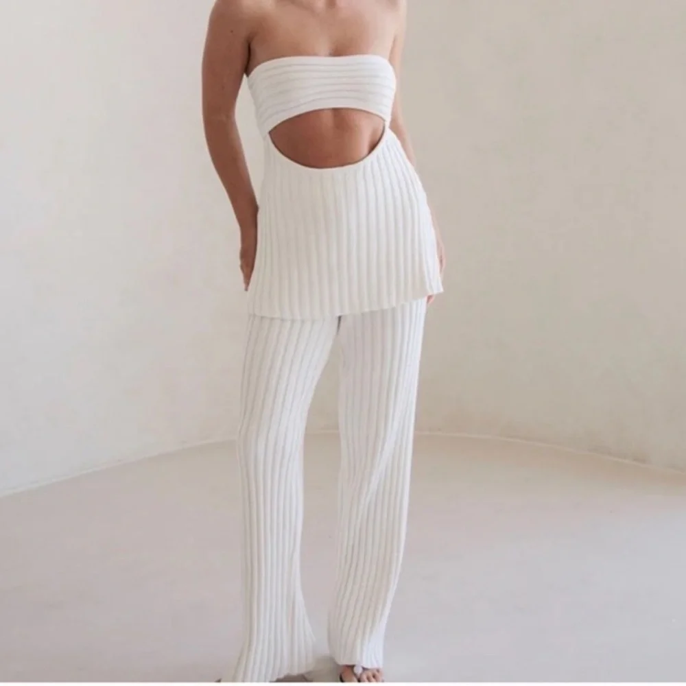 Sabo Skirt White Ribbed Set - Picture 1 of 3